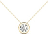 GIA Certified Natural Diamond Bezel Solitaire Slide Pendant Necklace 14K Yellow Gold 1/3 ctw