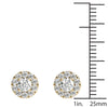 GIA Certified Natural Diamonds Halo Stud Earrings 14K Yellow Gold 3/4 ctw
