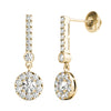 GIA Certified 14K Yellow Gold Natural Diamonds Halo Dangle Earrings 1.00 ctw
