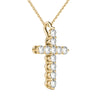 GIA Certified Natural Diamonds Cross Pendant Necklace 14K Yellow Gold 1/2 ctw