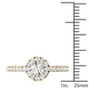 GIA Certified Natural Diamonds Halo Engagement Ring 14K Yellow Gold 3/4 Ctw