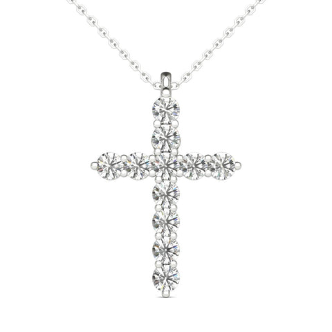 14K White Gold Diamond Cross Pendant (1/2 Ct tw, IGI USA Certified GH/I1)