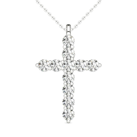14K White Gold Diamond Cross Pendant (1.00 Ct tw, IGI USA Certified GH/I1)