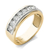 14K White and Yellow Gold Diamond Mens Ring (3/4 Ctw, AGS Certified GH/SI2-I1)