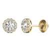 GIA Certified Natural Diamonds Halo Stud Earrings 14K Yellow Gold 1/2 ctw
