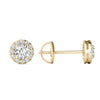 GIA Certified Natural Diamonds Halo Stud Earrings 14K Yellow Gold 1/2 ctw