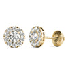 GIA Certified Natural Diamonds Halo Stud Earrings 14K Yellow Gold 3/4 ctw