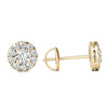 GIA Certified Natural Diamonds Halo Stud Earrings 14K Yellow Gold 3/4 ctw
