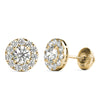 GIA Certified Natural Diamonds Halo Stud Earrings 14K Yellow Gold 1.00 ctw