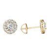 GIA Certified Natural Diamonds Halo Stud Earrings 14K Yellow Gold 1.00 ctw