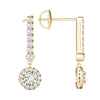 GIA Certified 14K Yellow Gold Natural Diamonds Halo Dangle Earrings 3/4 ctw