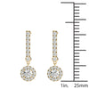 GIA Certified 14K Yellow Gold Natural Diamonds Halo Dangle Earrings 3/4 ctw