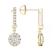 GIA Certified 14K Yellow Gold Natural Diamonds Halo Dangle Earrings 1.00 ctw