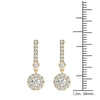 GIA Certified 14K Yellow Gold Natural Diamonds Halo Dangle Earrings 1.00 ctw