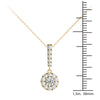GIA Certified Natural Diamonds Halo Stick Pendant Necklace 14K Yellow Gold 1/2 Ctw