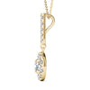 GIA Certified Natural Diamonds Halo Stick Pendant Necklace 14K Yellow Gold 3/4 Ctw