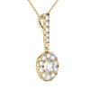 GIA Certified Natural Diamonds Halo Stick Pendant Necklace 14K Yellow Gold 3/4 Ctw