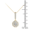 GIA Certified Natural Diamonds Halo Stick Pendant Necklace 14K Yellow Gold 3/4 Ctw