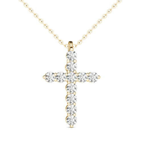 GIA Certified Natural Diamonds Cross Pendant Necklace Charm 14K Yellow Gold 1/4 ctw