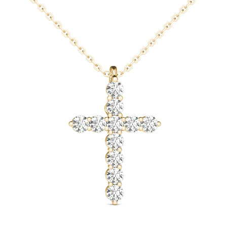 GIA Certified Natural Diamonds Cross Pendant Necklace Charm 14K Yellow Gold 1/4 ctw