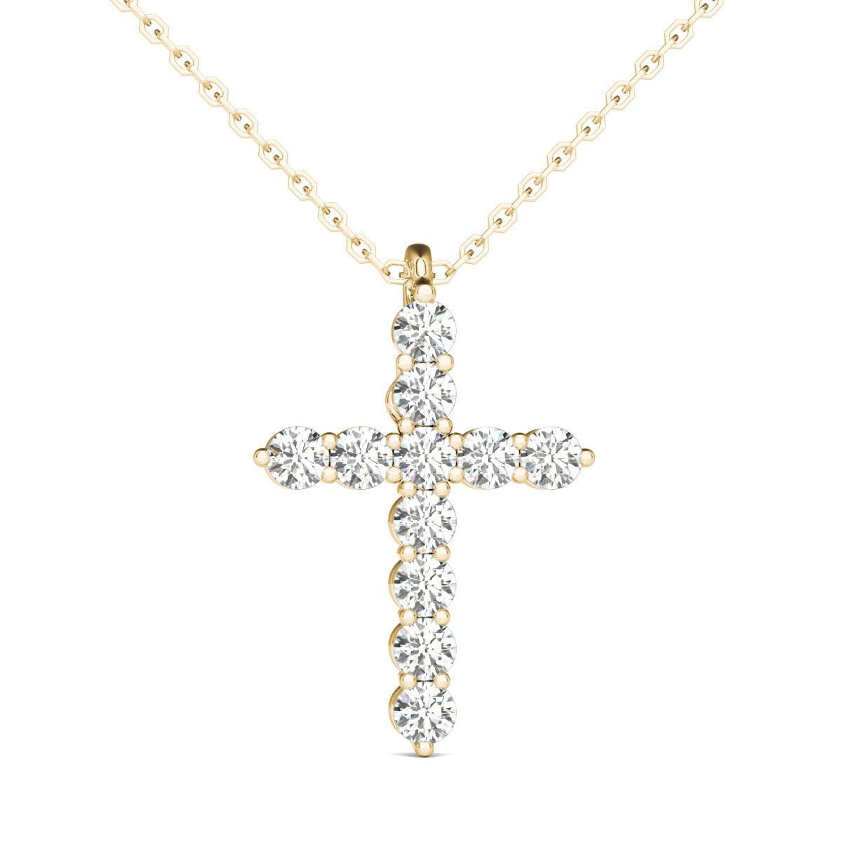 GIA Certified Natural Diamonds Cross Pendant Necklace Charm 14K Yellow Gold 1/4 ctw