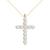 GIA Certified Natural Diamonds Cross Pendant Necklace Charm 14K Yellow Gold 1/4 ctw