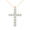 GIA Certified Natural Diamonds Cross Pendant Necklace 14K Yellow Gold 1/2 ctw