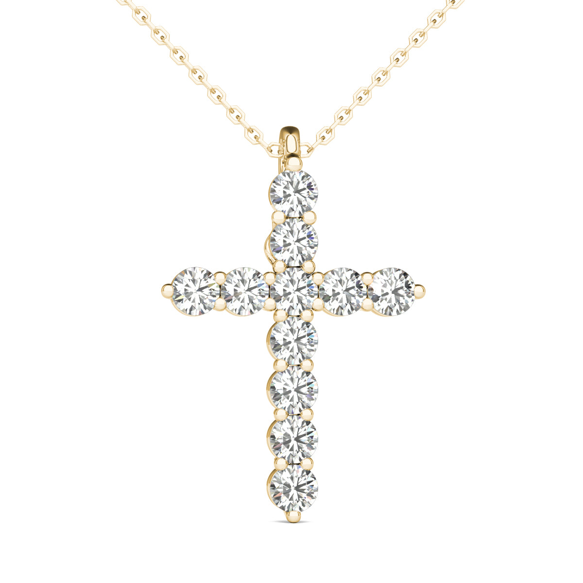 GIA Certified Natural Diamonds Cross Pendant Necklace 14K Yellow Gold 1/2 ctw