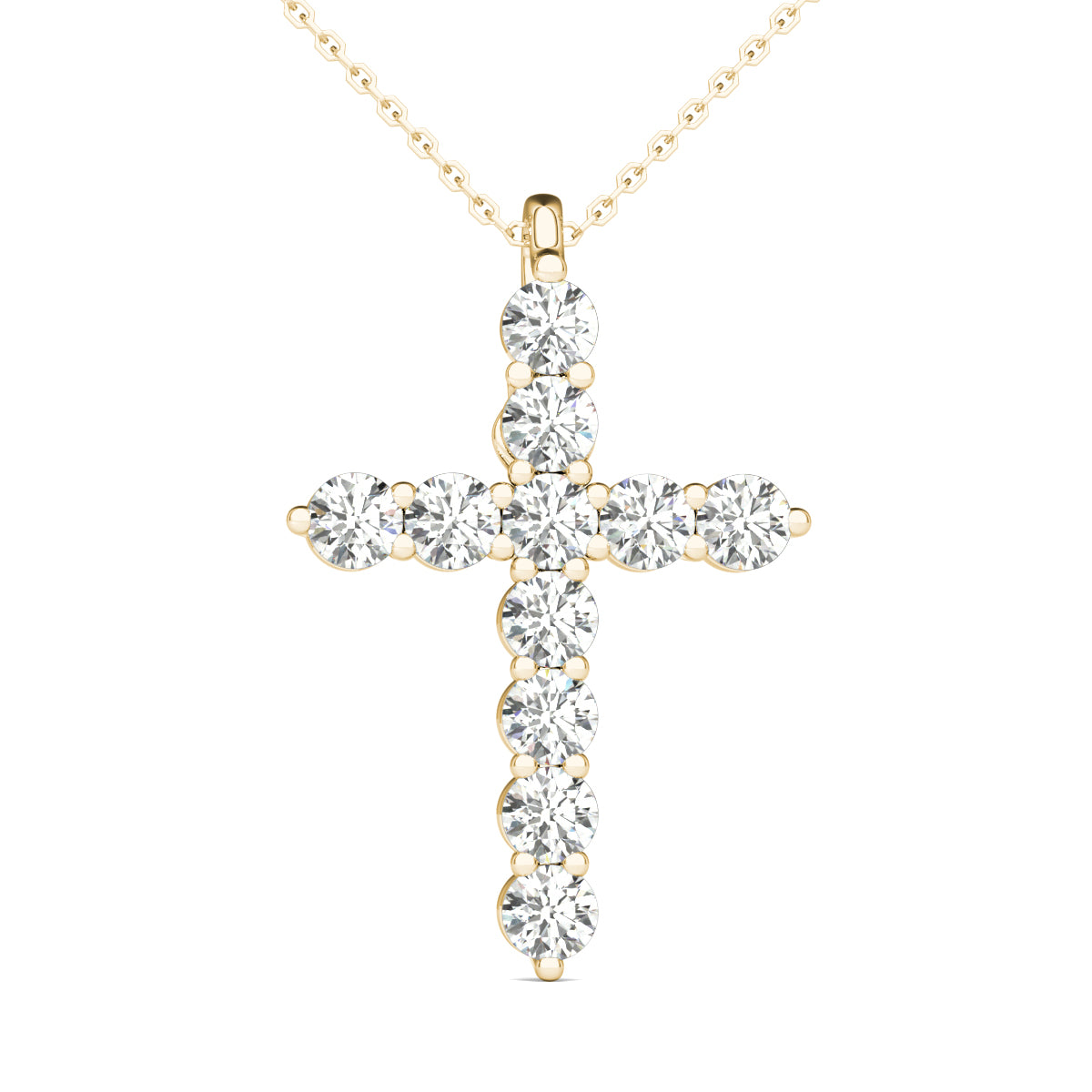 GIA Certified Natural Diamonds Cross Pendant Necklace 14K Yellow Gold 1.00 ctw
