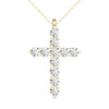 GIA Certified Natural Diamonds Cross Pendant Necklace 14K Yellow Gold 1.00 ctw