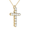 GIA Certified Natural Diamonds Cross Pendant Necklace 14K Yellow Gold 1.00 ctw