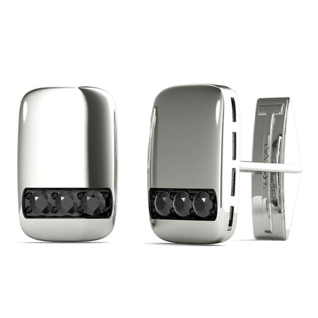 5/8 Ctw Black Natural Diamond Cufflinks AGS Certified 14K White Gold