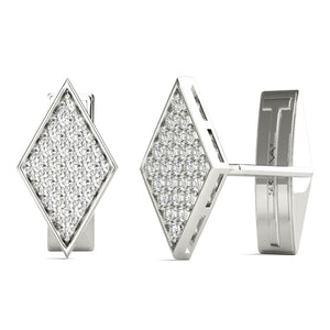 1.00 Ctw Diamond Cufflinks AGS Certified GH/SI1-SI2 14K White Gold