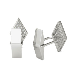 1.00 Ctw Diamond Cufflinks AGS Certified GH/SI1-SI2 14K White Gold