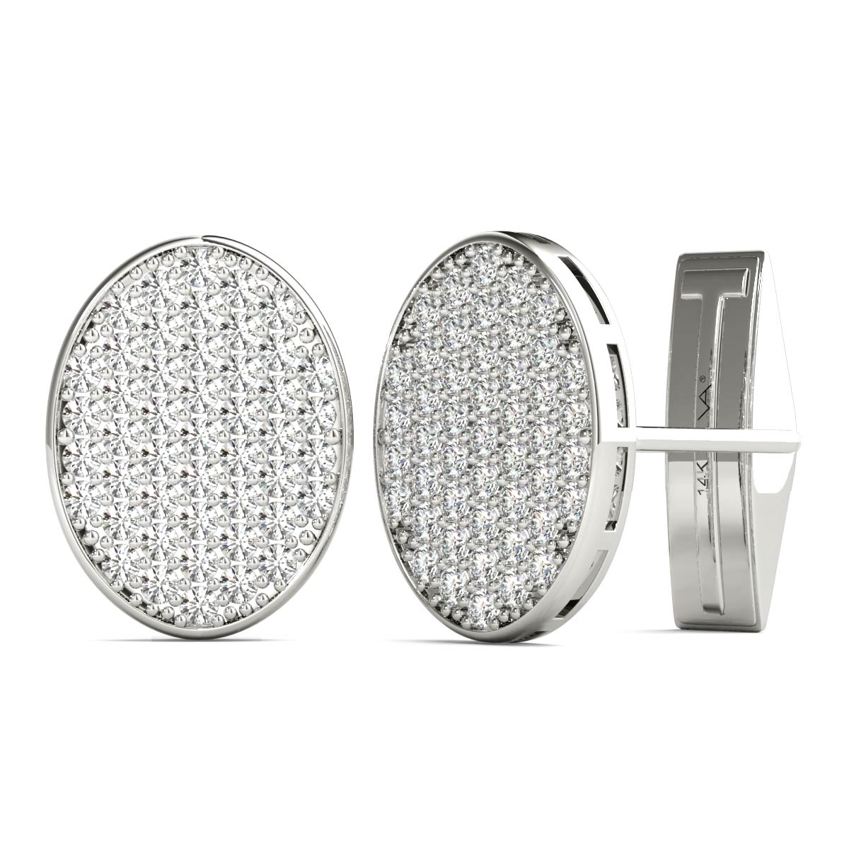 2.00 Ctw Diamond Cufflinks AGS Certified GH/SI1-SI2 14K White Gold
