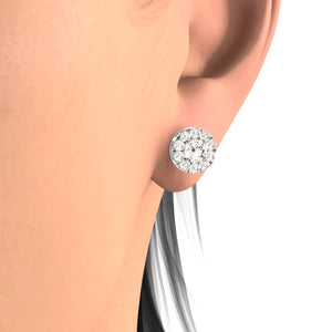 14K White Gold Diamond Halo Earrings (3/4 Ct tw IGI USA Cert GH/I1)
