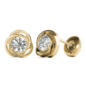 14K Yellow Gold Solitaire Diamond Earrings (1/2 Ctw, IGI USA Certified GH/I1)