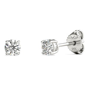 Solitaire Diamond Earrings (1/4 Ct tw, AGS Certified GH/I2-I3) 14K White Gold