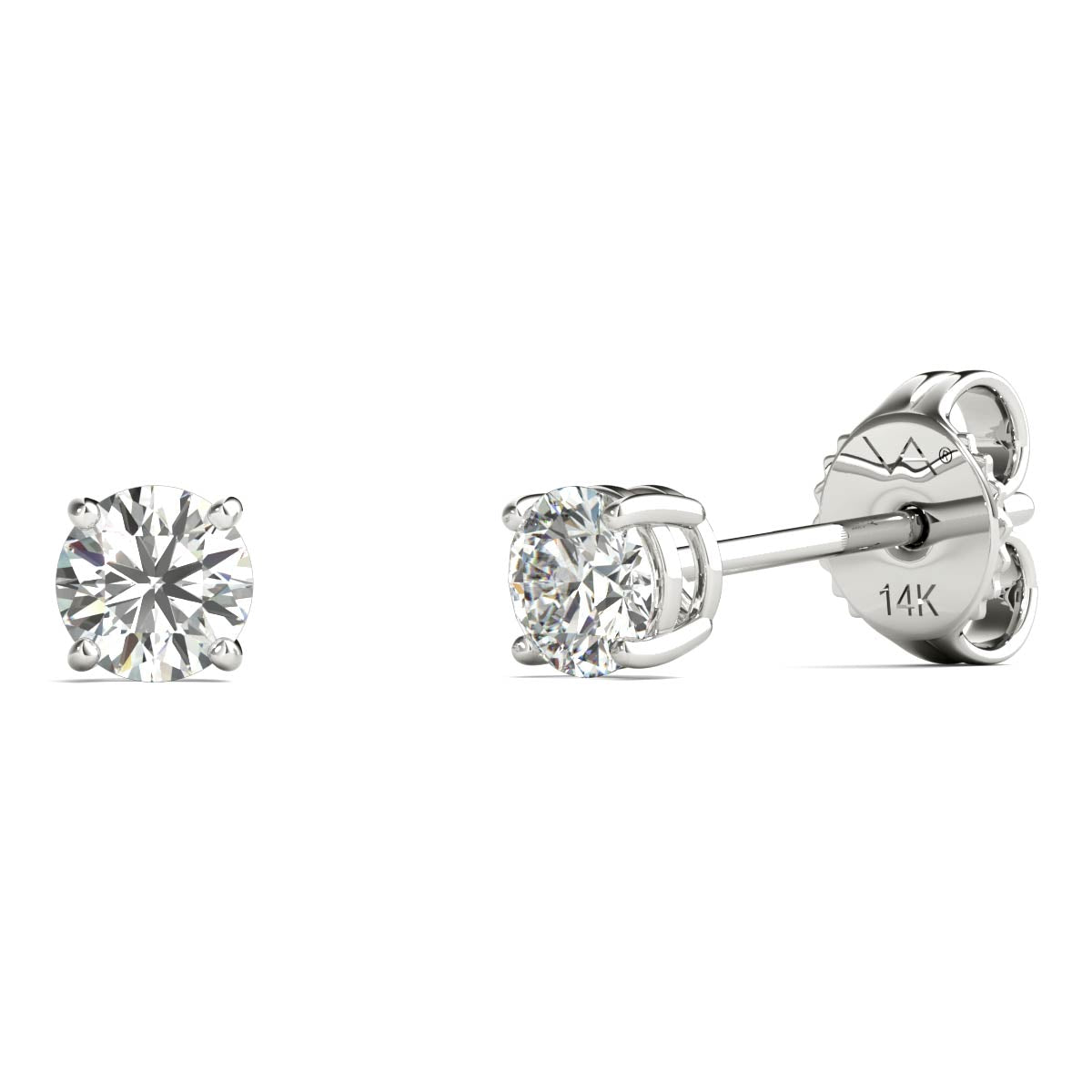 Solitaire Diamond Earrings (1/4 Ct tw, AGS Certified, GH/I1-I2) White Gold