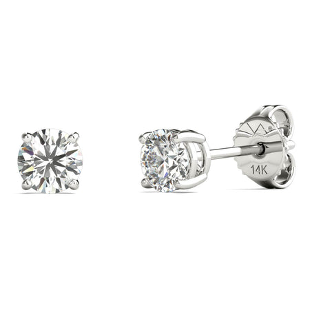 Solitaire Natural Diamond Stud Earrings (1/2 Ct tw, AGS Certified