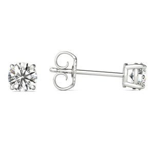 Solitaire Diamond Earrings (1/2 Ct tw, AGS Certified GH/I2-I3) White Gold