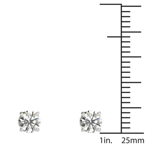 Solitaire Diamond Earrings (1/2 Ct tw, AGS Certified, GH/I1-I2) 14K White Gold