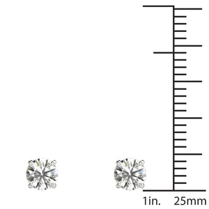 Solitaire Diamond Earrings (1/2 Ct tw, AGS Certified GH/I2-I3) White Gold