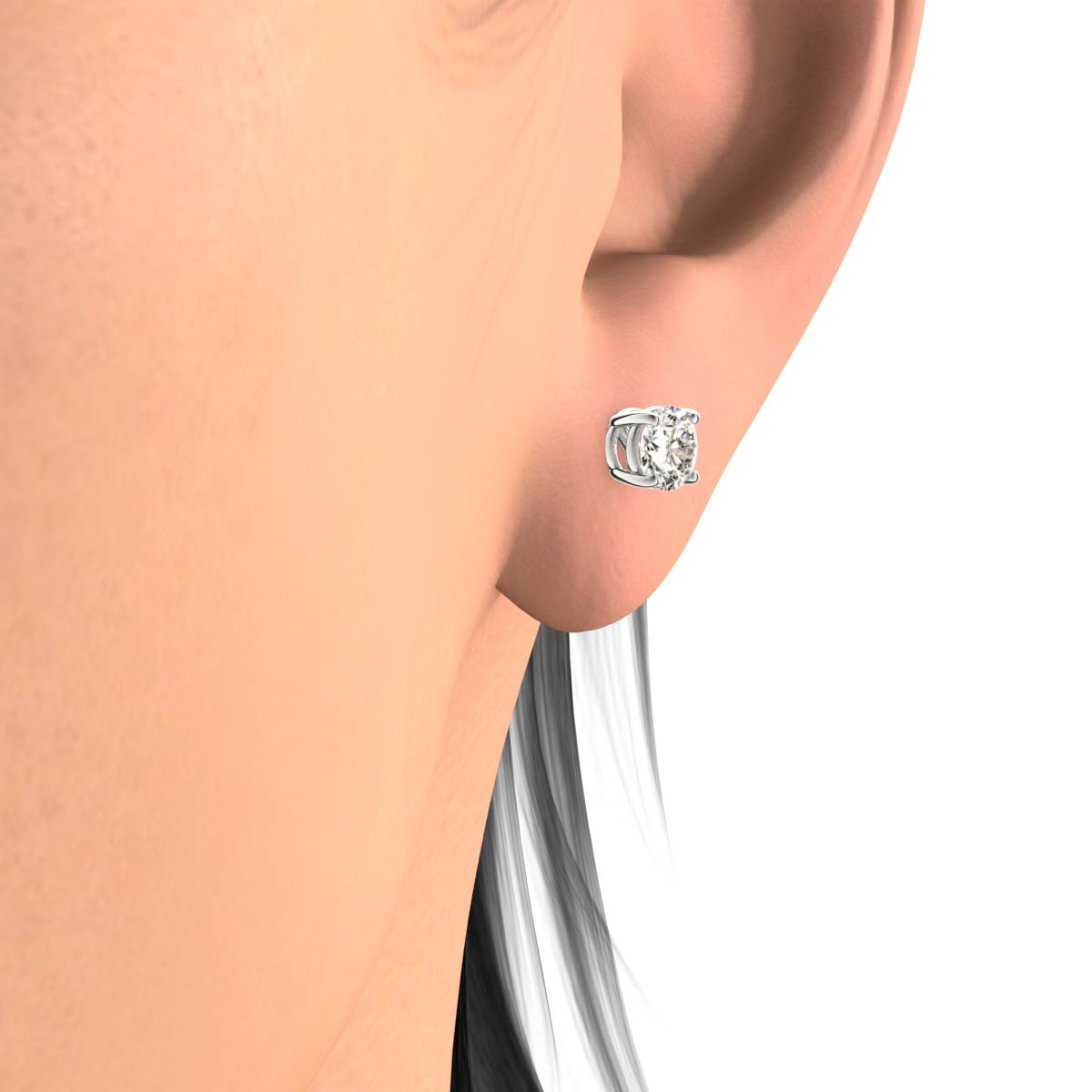 Solitaire Natural Diamond Stud Earrings (1/2 Ct tw, AGS Certified