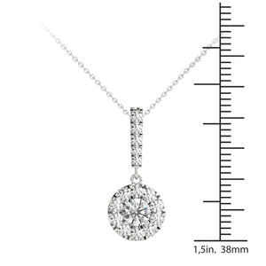 14K White Gold Diamond Halo Stick Pendant (3/4 Ct tw, IGI USA Certified GH/I1)