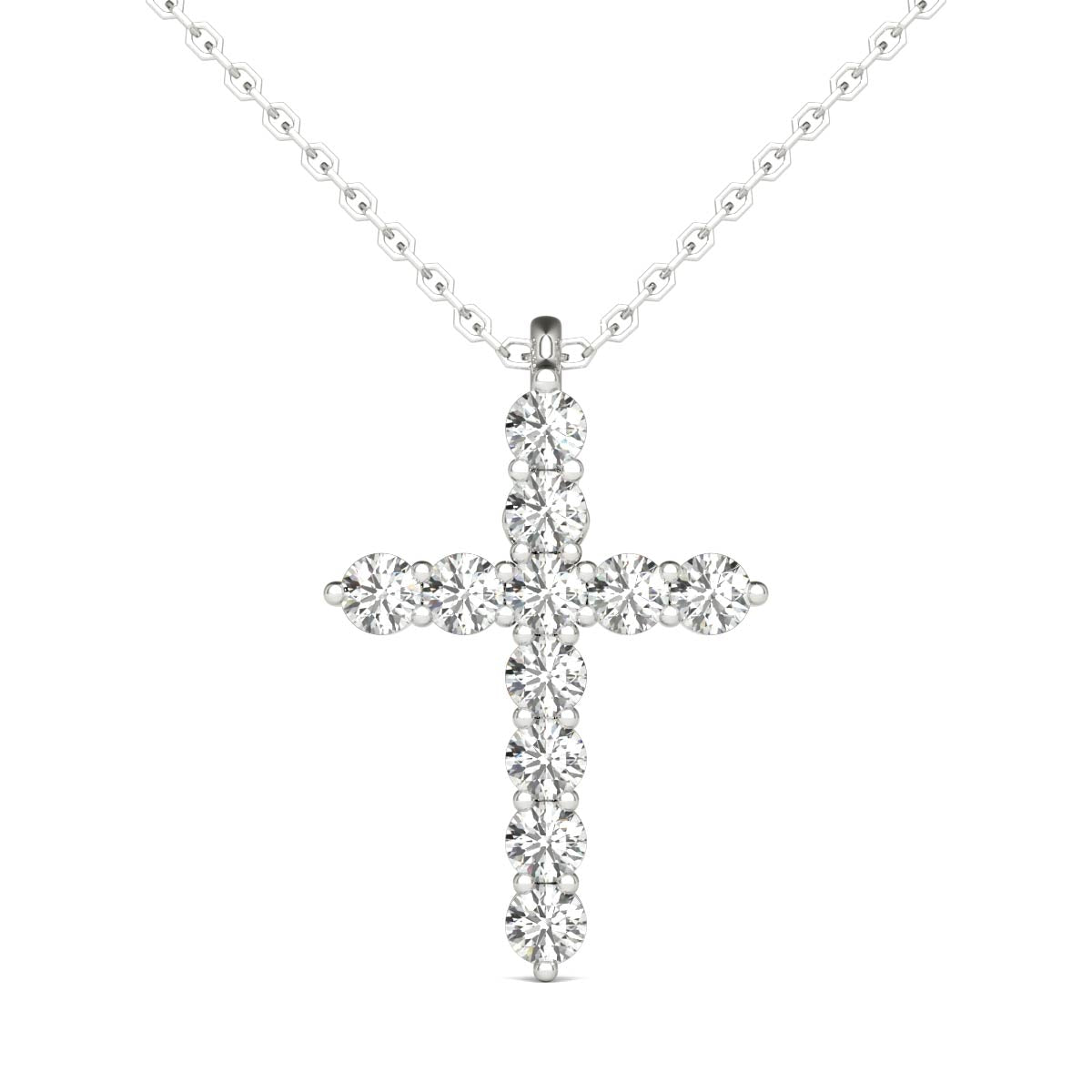 14K White Gold Diamond Cross Pendant (1/4 Ct tw, IGI USA Certified GH/I1)