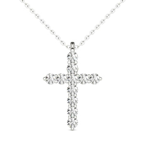 14K White Gold Diamond Cross Pendant (1/4 Ct tw, IGI USA Certified GH/I1)