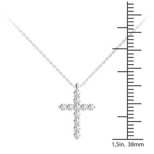 14K White Gold Diamond Cross Pendant (1/4 Ct tw, IGI USA Certified GH/I1)