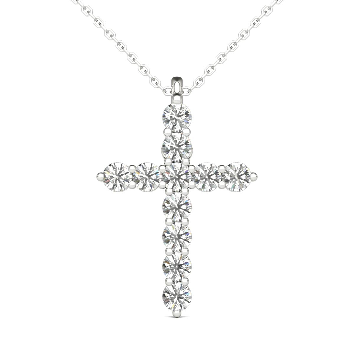 14K White Gold Diamond Cross Pendant (1/2 Ct tw, IGI USA Certified GH/I1)