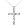 14K Hypoallergenic White Gold Natural Diamond Cross Pendant Necklace (1/2 Ct tw, AGS Certified GH+/SI2-I1+)